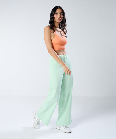Green Pleated Pant (Short length)